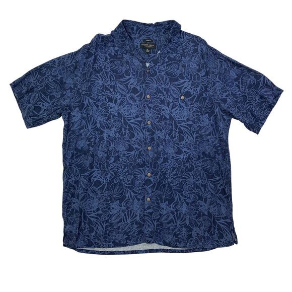 Pronto Uomo Shirt Men XL Extra Large Navy Blue Rayon Classic Fit Floral Hawaiian - Picture 1 of 9
